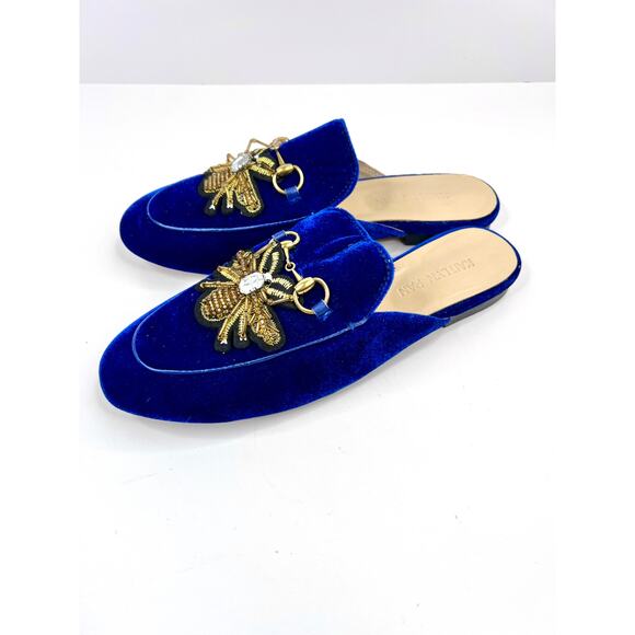 Kaitlyn Pan Size 9.5  Royal Blue Velvet Mule w/ Bee Patches, Jewel, Horse Bit - Picture 7 of 12